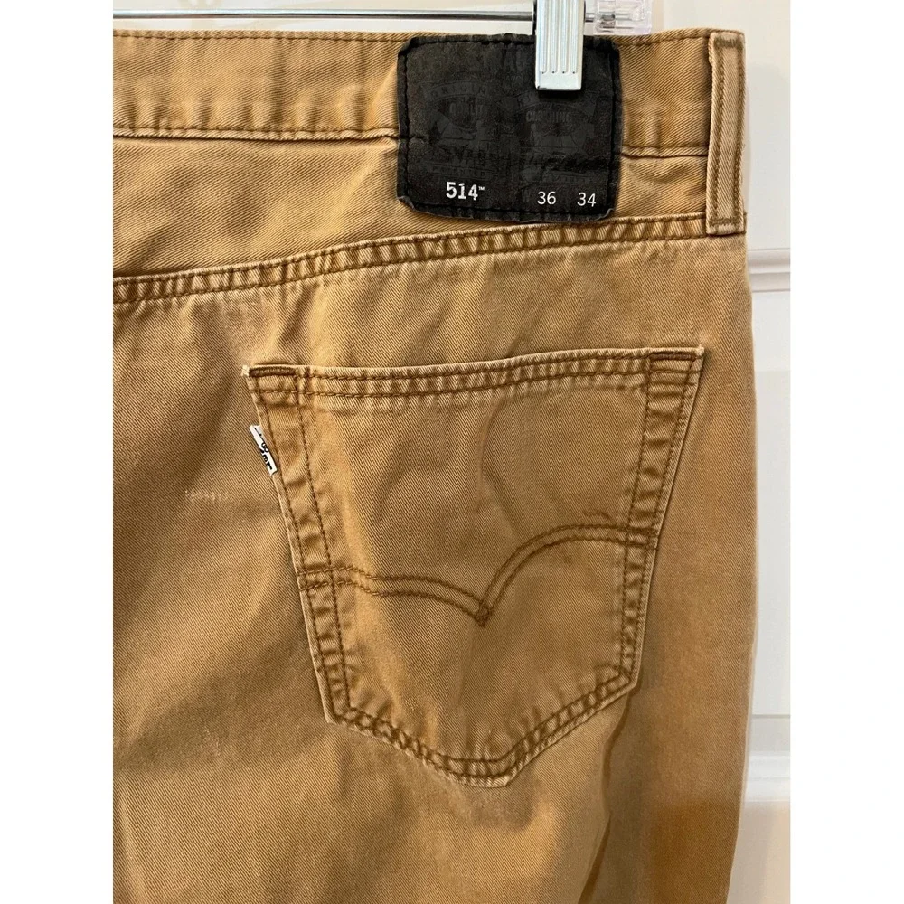 Levis‎ 514 Straight Fit Pants Mens 36x32 Tobacco Brown Tan Cotton Twill